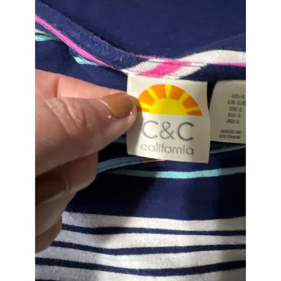 C&C Californi Maxi Dress L Beachy Vacation Resort Striped - Picture 6 of 11